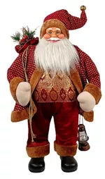 Новогодний декор Promstore 20074 Mos Crăciun, 90cm, Red&Gold cu cadouri si felinar