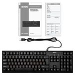 Keyboard SVEN KB-S300, Traditional layout, Quiet, Splash proof, Black, USB