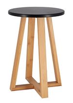 Scaun Tendance 56188 Taburet D30cm, H43cm, MDF, bambus, negru