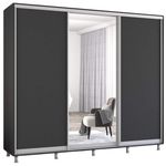 Шкаф Mobildor-Lux Aron uși glisante din oglindă și PAL (240x60x220H cm) Anthracite