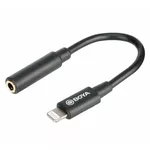 Adaptor pentru aparat mobil Boya BY-K3 Cable Audio Adapter 3.5mm to Lightning MFI, Black