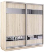 Шкаф Mobildor-Lux Fox uși glisante din PAL cu elemente din oglindă (190x60x200H cm) Sonoma