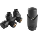 Supapă de închidere Ferro ZTD30AT Anthracit set robinet tur/retur dublu 1/2 coltar