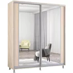 Шкаф Mobildor-Lux Арон с вертикальными зеркальными раздвижными дверями (210x60x240H см) Sonoma