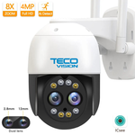 TECO VISION 4-мегапиксельная двойная линза с углом обзора 360°, аудио + микрофон, 128 ГБ, купольная камера WIFI PTZ