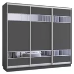 Шкаф Mobildor-Lux Fox uși glisante din PAL cu elemente din oglindă (310x60x210H cm) Anthracite