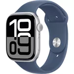 Ceas inteligent Apple Watch Series 10 GPS 46mm Silver Aluminium Case with Denim Sport Band - M/L MWWM3
