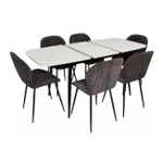 Комплект стол и стулья Evelin di Costacurta стол DT-532R B + 6 стульев YTC-064B UF885-15 (Dark grey)