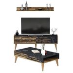 Стенка Trendy Valensiya-140, орех, чёрный, мрамор (комплект мебели для гостиной) (GTR001250)