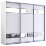 Dulap Mobildor-Lux Fox uși glisante din PAL cu elemente din oglindă (250x60x220H cm) Alb