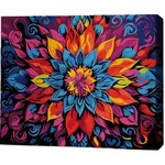 Картина по номерам BrushMe RMGB022FC 30x40сm (pânză neagră/fără cutie) Mandala florală