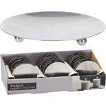 Свеча H&S 42546 Подставка-тарелка для свечей на ножках D8 см, металл, серебряный