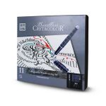Набор перьев для каллиграфии CRETACOLOR 1 ручка для калиграфиии, 3 сменных пера, 6 картр. с тушью,