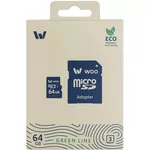Card de memorie flash WOO MicroSD Card UHS-I (U3) (V30) + SD Adapter, Green Line, 64 GB