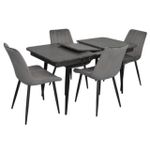 Комплект стол и стулья Evelin di Costacurta cтол DT-431-3R B + 4 стула YTC-055B Bluvel-14 (Dark grey)
