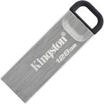 128GB USB3.2 Flash Drive Kingston DataTraveler Kyson, Silver, Metal Case, Key Ring (DTKN/128GB)