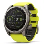 Ceas inteligent Garmin Fenix 8 – 51 mm, Solar, Sapphire, Titanium with Amp yellow (010-02907-21)