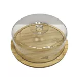 Tavă de bucătărie EuroGold 7016102488 Platou din bambus cu capac din plastic, 28.5x28.5x0.8cm