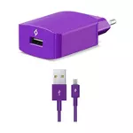 ttec Wall Charger Smart Travel with Cable USB to Micro USB 2.1A (1.2m), Purple