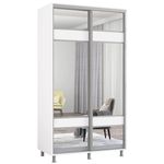 Шкаф Mobildor-Lux Aron-S - Раздвижные двери из ДСП 1,0–1,8 м с зеркалом «Зебра» (110 x 60 x 200 см), Белый Brilliant