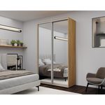 Dulap Nex Home Dulap cu uși glisante, 140x60x220cm, Oglinda, Sonoma