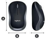 Wireless Mouse Logitech M185, Optical, 1000 dpi, 3 buttons, Ambidextrous, 1xAA, Gray