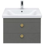 Шкаф под умывальник Mashtab 12636 Diplomat (Sava) suspendat cu 2 sertare 650x470x580 Antracit-Mokka