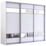 Dulap Mobildor-Lux Fox uși glisante din PAL cu elemente din oglindă (240x60x230H cm) Alb