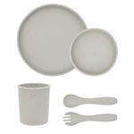 Seturi pentru hrănire bebelușilor Kikka Boo 31302050002 Set de alimentatie din silicon Platinum Sand, 5 piese