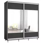 Dulap Mobildor-Lux Aron-P uși glisante din PAL cu oglindă orizontal (190x60x230H cm) Anthracite