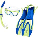 Accesoriu pentru înot AquaLung Set masca+tub+labe scufundare URCHIN JR Bright Green Light Blue S