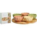 Veselă Excellent Houseware 57473 Set pentru aperitiv 6unitati, suport din lemn D27x1cm