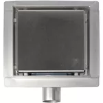 Trap de duș Uniplast 21552 patrata, set D. 40 x 90° S08 HOLE (inox) 150 x 150 x 67 mm