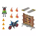 Mașină Playmobil PM70553 Stunt Show Motocross with Fiery Wall