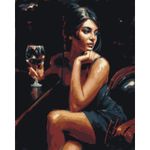 Картина по номерам Richi (07459) Mozaic cu diamante Fata cu un pahar de Bordeaux 40x50