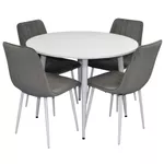 Комплект стол и стулья Evelin di Costacurta стол DT-402-5WH + 4 стула XR-154Wh Light Grey52 (velur)