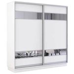 Шкаф Mobildor-Lux Fox uși glisante din PAL cu elemente din oglindă (220x60x220H cm) Alb