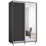 Dulap Mobildor-Lux Aron cu uși glisante din oglindă și PAL (180x60x240H cm) Anthracite