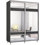 Dulap Mobildor-Lux Aron-P 1.0m-1.8m uși glisante din PAL cu oglindă zebra (180x60x240H cm) Anthracite