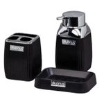 Набор для ванной Hydro S STRIPE SQUARE 502, 3 piese, Negru / Crom
