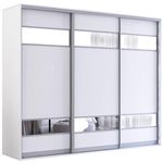 Dulap Mobildor-Lux Fox uși glisante din PAL cu elemente din oglindă (250x60x230H cm) Alb