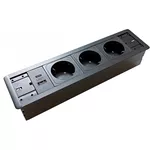 Розетка электрическая ASA Plastici 060.40F.00009 Versaframe 3.0 3 sockets F+ 1 USB.5V (A+C) Black