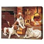 Tablou pe numere BrushMe BS31152FC 40х50cm (fără cutie) Preferații lângă șemineu.