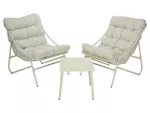 Комплект мебели 5ед: стол 45X45XH42cm, 2 кресла 66X86XH81cm + 2 матраса, белый