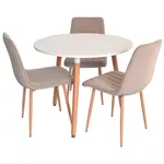 Комплект стол и стулья Evelin di Costacurta стол DT-404-1WO + 3 стула XR-154WO Light beige 8 (velur)