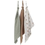 Аксессуар для пеленания Premaman PBRKKB-ECR-UNQ Set de 3 pelinci de muselina Regele padurilor, 70x70cm