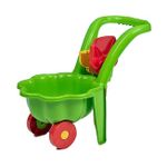 Игрушка для песочницы Baby Mix 45517 Тележка Bayo с лопатой и граблями зеленый