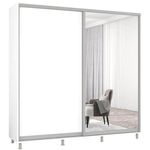 Шкаф Mobildor-Lux Раздвижные двери Aron-S из зеркала и ДСП (200x60x210 см) Бриллиантовый белый