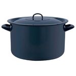 Кастрюля профессиональная Metalac 54132 emailată 30cm, 12.5l, capac din metal, albastru inchis