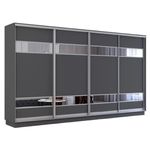 Dulap Mobildor-Lux Fox uși glisante din PAL cu elemente din oglindă (380x60x210H cm) Anthracite